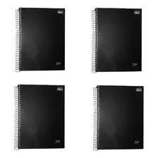 Kit 4 Cadernos 10 Matérias 160fls Espiral Capa Dura Universitário ZIP Tilibra - Preto Foto mini 1