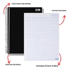 Kit 4 Cadernos 10 Matérias 160fls Espiral Capa Dura Universitário ZIP Tilibra - Preto Foto mini 4
