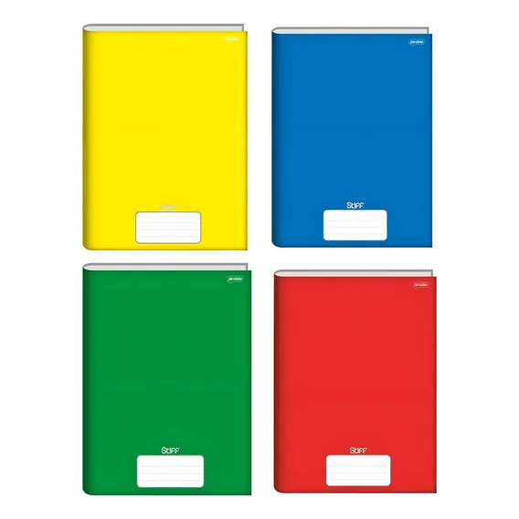 Kit 4 Cadernos Brochura Grande Capa Dura 96 Folhas Coloridos Foto 1