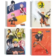 Kit 4 Cadernos Univ. Naruto Shippuden Espiral 1 Matéria Foto  mini 1