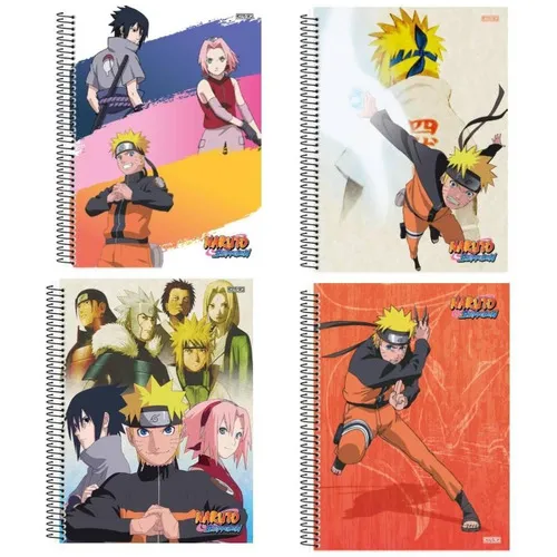 Kit 4 Cadernos Univ. Naruto Shippuden Espiral 1 Matéria Foto 1