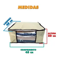 Kit 4 Caixa Organizadora Roup Cobertor 60x45 E 45x45 Cor Bege Foto mini 2