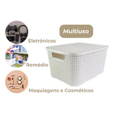 Kit 4 Caixas Organizadoras Rattan Com Tampa 7 Litros Branca Foto mini  3