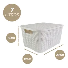 Kit 4 Caixas Organizadoras Rattan Com Tampa 7 Litros Branca Foto mini  2