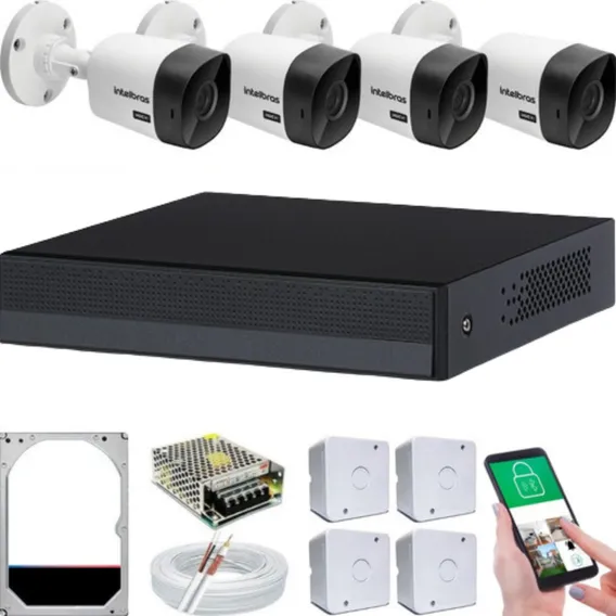 Kit 4 Cameras Intelbras Full Hd 2 Megapixel Dvr 8 Canais Cor Branco Foto 1
