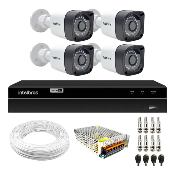 Kit 4 Cameras Segurança 1080p Full Hd Dvr Intelbras 4ch S/hd Foto 1
