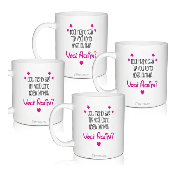 Kit 4 Canecas Convite Personalizadas Daminhas Foto 1