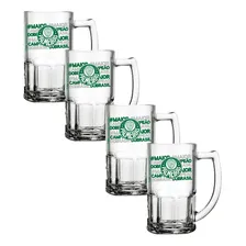 Kit 4 Canecas De Vidro Bristol 340ml Allmix Imediato Cor Transparente Palmeiras Foto mini 1