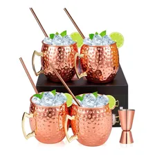 Kit 4 Canecas Moscow Mule + 4 Canudos + Dosador Cobre Foto mini 1