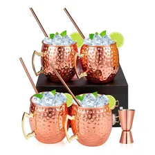 Kit 4 Canecas Moscow Mule + 4 Canudos + Dosador Cobre Foto mini 1