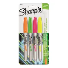 Kit 4 Caneta Marcador Permanente Neon Fine Sharpie Foto  mini 1