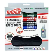 Kit 4 Canetas Com Apagador E Spray Limpador Quadro Branco Foto mini 2
