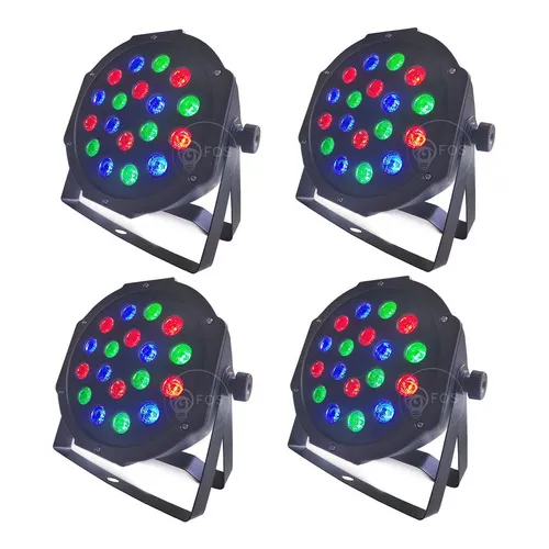Kit 4 Canhão Led Refletor Par 64 18 Leds Cree 1w Rgb Dmx Djs Foto 1