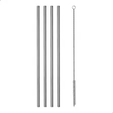Kit 4 Canudos Inox Reto Longo Reutilizável +escova Higiênica Foto mini 1