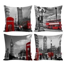 Kit 4 Capa Almofada Decora Londres London Viagem Big Bang Foto mini 1