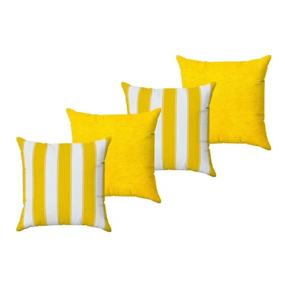 Kit 4 Capas Almofada Impermeável Área Externa 45x45 Listrada Cor Amarelo Listras Foto 1