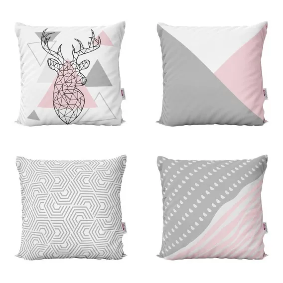 Kit 4 Capas Almofadas Decorativas Rosa Escandinavo 40x40 Foto 1