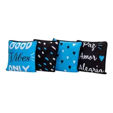 Kit 4 Capas De Almofadas Decorativas Good Vibes 45cm X 45cm Foto  mini 1