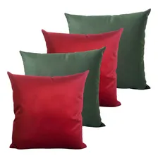 Kit 4 Capas De Almofadas Decorativas Sued 45x45 Cores Cor E Sued Verde / 2 Sued Vermelho Foto mini 1