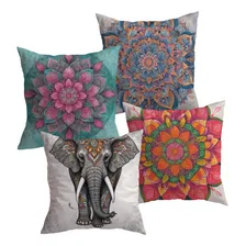 Kit 4 Capas De Almofadas Mandalas Decorativas Sofá 45x45 Foto  mini 1