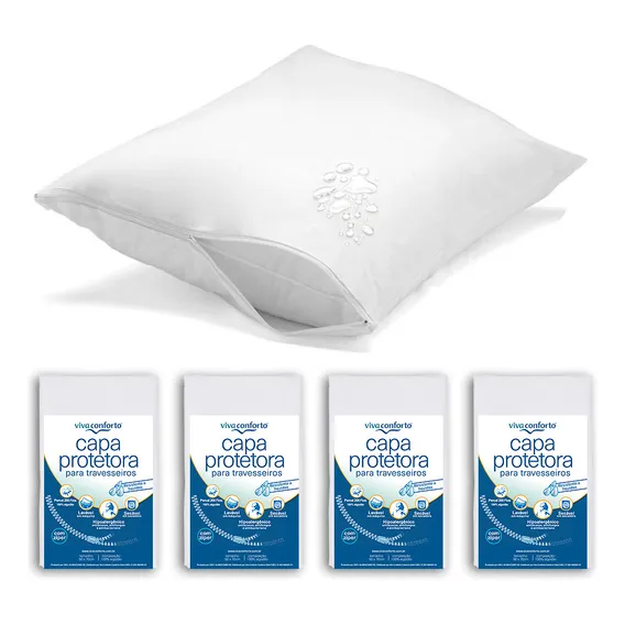 Kit 4 Capas Protetoras De Travesseiro Impermeável Foto 1
