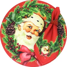 Kit 4 Capas Sousplat + 4 Guardanapos Papai Noel Vermelho Foto mini 1