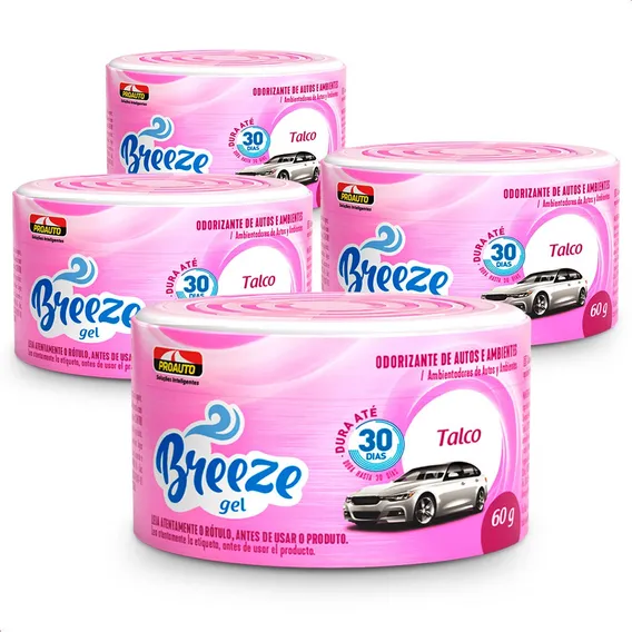 Kit 4 Cheirinhos Aromatizante Breeze Gel Talco Proauto 60g Cor Rosa Foto 1