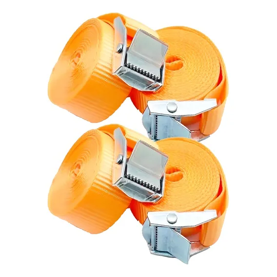 Kit 4 Cinta Amarração Carga Sem Catraca 2,5m X 25mm Starfer Cor Laranja Foto 1