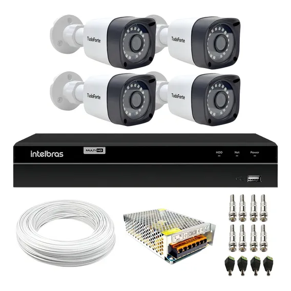 Kit 4 Câmeras Bullet Full Hd 2mp Dvr Intelbras 1204 4 Canais Foto 1