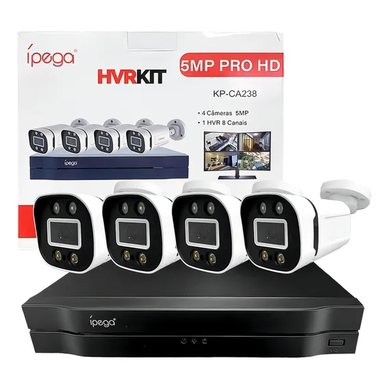 Kit 4 câmeras segurança 5mp Pro hd visão noturna Ípega Max Foto 1