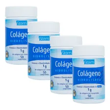 Kit 4 Colágenos Hidrolisado 1000mg Stem 50 Comprimidos Sabor Sem Sabor Stem Foto mini  2