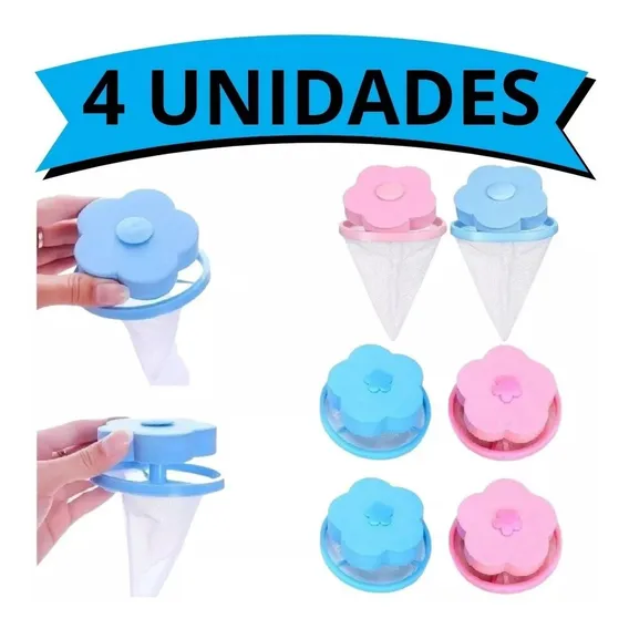 Kit 4 Coletores Filtro Flutuante Pelos Máquinas Fiapos Roupa Foto 1