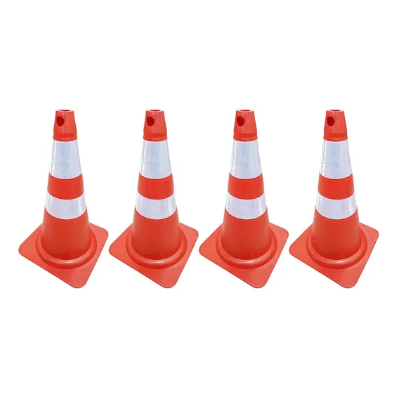 Kit 4 Cone Borracha Flexível 75cm Laranja C/ Refletivo Foto 1
