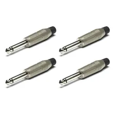 Kit 4 Conector P10 Mono De Linha Niquelado Amphenol Acpm-gn Foto  mini 1