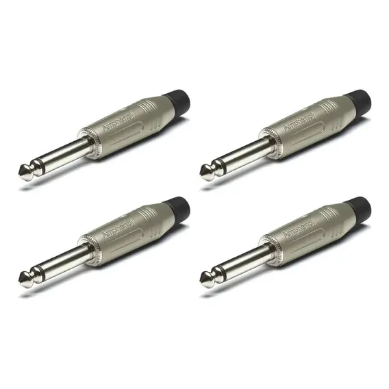 Kit 4 Conector P10 Mono De Linha Niquelado Amphenol Acpm-gn Foto 1