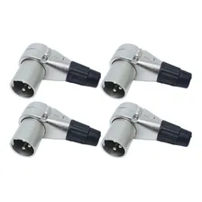 Kit 4 Conector Plug Xlr Canon Macho Em L 90 Graus Cachimbo Foto mini 1