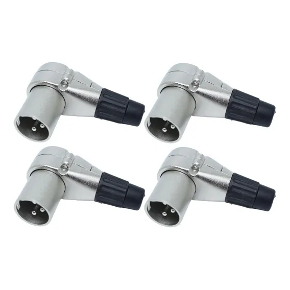 Kit 4 Conector Plug Xlr Canon Macho Em L 90 Graus Cachimbo Foto 1