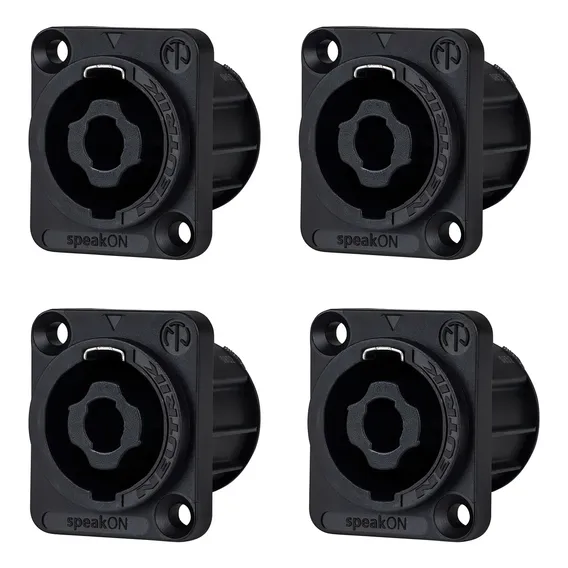 Kit 4 Conector Speakon Painel Neutrik 4 P贸los Nl4mpxx Cor Preto Foto 1