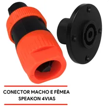 Kit 4 Conectores Plug Speakon 2 Macho E 2 Femea 4 Polos Para Rack M贸vel Som Plug Conector Speakon Painel Kit 2 Pares Foto mini 3