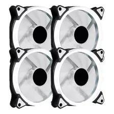 Kit 4 Cooler Fan 120mm 12cm Led Branco Ring Gamer Ventoinha Foto  mini 1