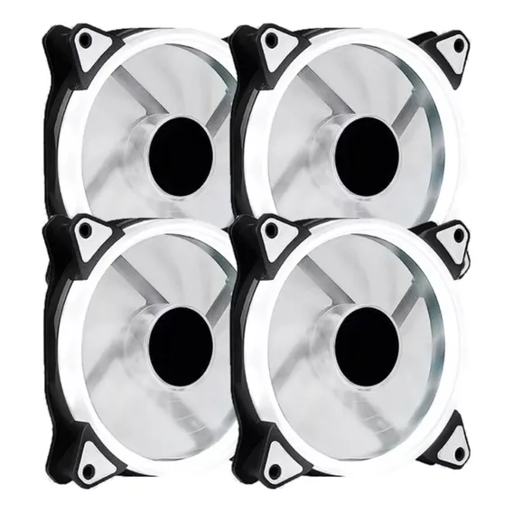 Kit 4 Cooler Fan 120mm 12cm Led Branco Ring Gamer Ventoinha Foto 1