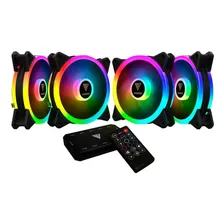 Kit 4 Cooler Fan Aeolus Argb M2-1204r 4 X 120mm C/ Controle Led Preto Foto mini 1