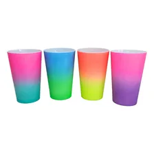 Kit 4 Copos 400ml Reutilizáveis Festa Com Canudo E Tampa Cor Roxo-rosa Foto  mini 1