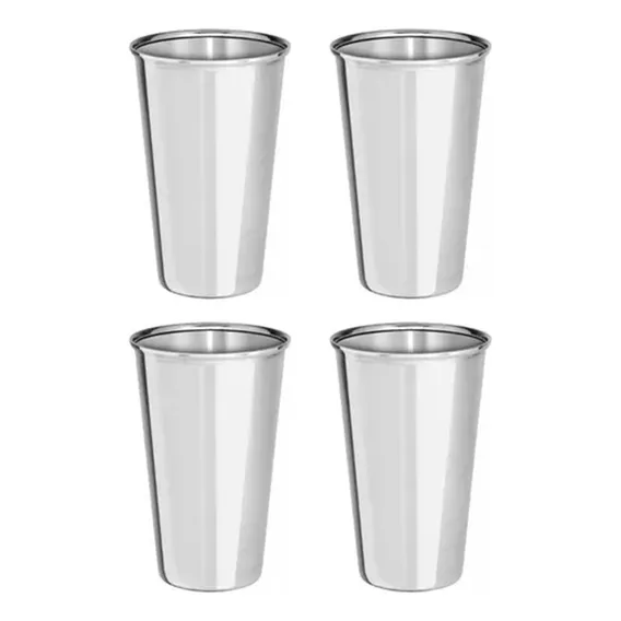 Kit 4 Copos Aço Inox Agua Suco Resistente 200ml Inquebrável Cor Prateado Foto 1