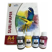 Kit 4 Cores Tinta Sublimática + 100 Folhas Papel A4 Live Tinta Preto Foto mini 1