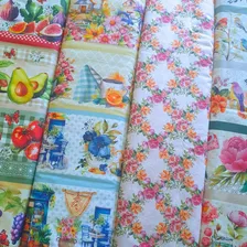 Kit 4 Cortes 0,55x1,50m Tricoline Barrado Flores Doce Fruta Foto  mini 1