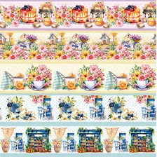 Kit 4 Cortes 0,55x1,50m Tricoline Barrado Flores Doce Fruta Foto mini 4