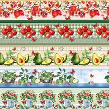 Kit 4 Cortes 0,55x1,50m Tricoline Barrado Flores Doce Fruta Foto mini  2
