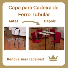 Kit 4 De Capa Cadeira Tubular De Ferro Assento/encosto Cor Preto Foto mini  2