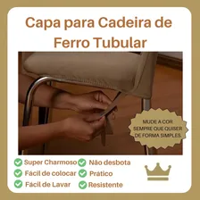 Kit 4 De Capa Cadeira Tubular De Ferro Assento/encosto Cor Preto Foto mini 4